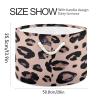 Bolaz Large Storage Basket Pink Black Leopard Toy Storage Box Organizer Bins with Handles Laundry Hamper Basket for Home Decor view 2
