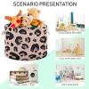 Bolaz Large Storage Basket Pink Black Leopard Toy Storage Box Organizer Bins with Handles Laundry Hamper Basket for Home Decor view 4