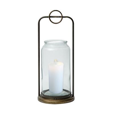 BOOMLATU Vintage Candle Lantern Decorative Hanging Candleholder Lanterns with Clear Glass for Wedding, Party, Reception Centerpiece (Large)