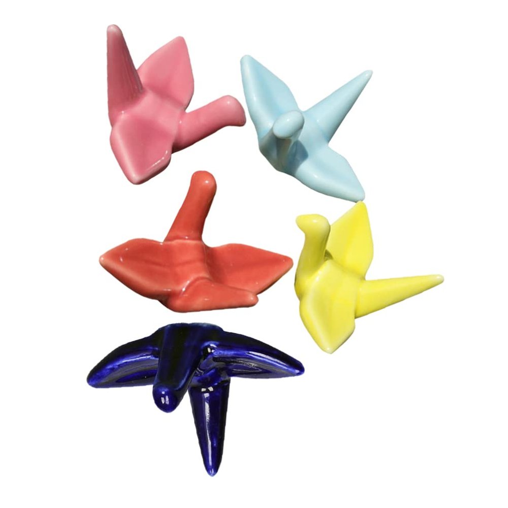 ASDUU 5pcs Ceramic Chopsticks Stand Cute Ceramic Chopsticks Rest Rack Thousand Paper Crane Chopstick Rest Ceramic Fork Rest for Decation Decor Gift