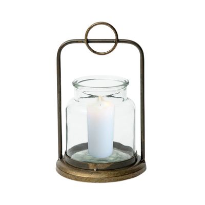 BOOMLATU Vintage Candle Lantern Decorative Hanging Candleholder Lanterns with Clear Glass for Wedding, Party, Reception Centerpiece (Small)