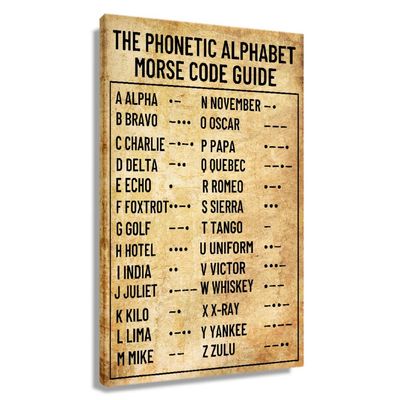 Phonetic Military Alphabet Wall Art Prints Morse Code Guide Knowledge Chart Poster Vintage Framed Art Canvas Pictures For Living Room Decorations Framed (12x18 inch)