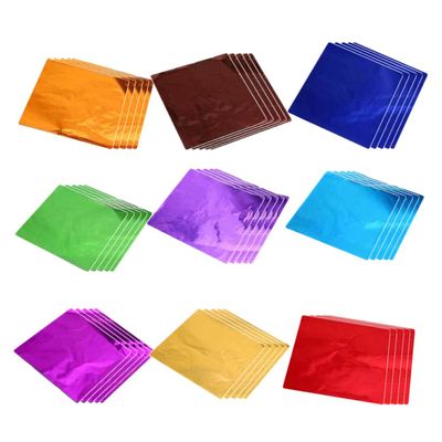 Totority Candy Wrapping Foil 3.15 Inch Square Aluminum Foil Sheets Glossy Mixed Color 900 Pieces Food Packaging for Party Favors Wraps and Gift Packaging
