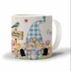 Ceramics Coffee Mug, Spring Tea Mugs 12 Ounce Hot Drink Cocoa Cups, Flower Blue Gnomes Spring Floral Office Teacup Funny Birthday Holiday Gifts, 1 PCS view 1
