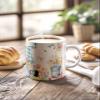 Ceramics Coffee Mug, Spring Tea Mugs 12 Ounce Hot Drink Cocoa Cups, Flower Blue Gnomes Spring Floral Office Teacup Funny Birthday Holiday Gifts, 1 PCS view 4