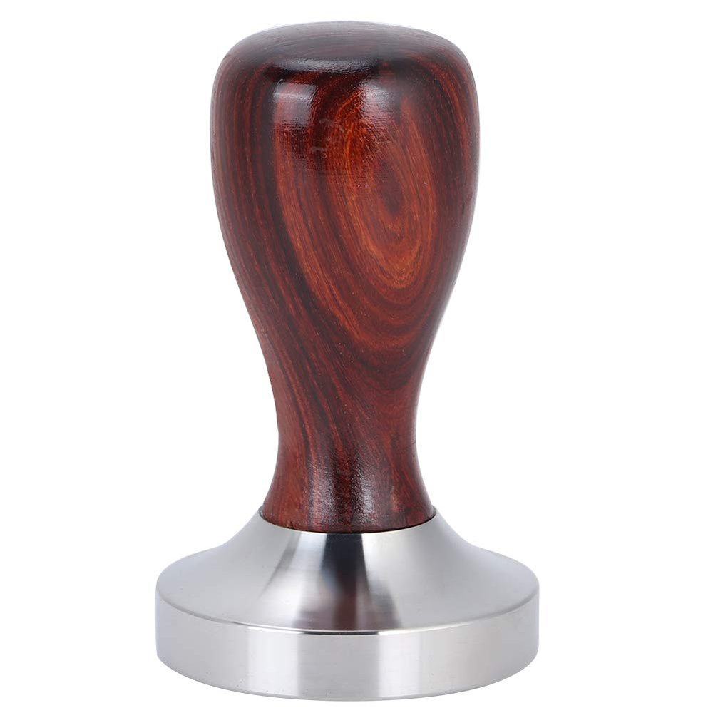 58mm Espresso Tamper, Premium Coffee Tamper with Wooden Handle, Stainless Steel Flat Base Coffee Ground Press Hammer Barista Tool, Extract Richer Flavor