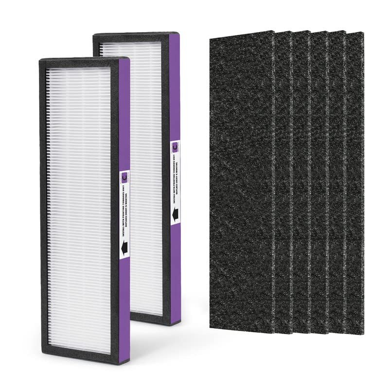 Nisreen FLT5250PT Replacement Filter Compatible with Germ-Guardian Filter C Pet HEPA Air Pu-rifier AC5250PT AC5000E AC5300B AC5350W AC5350B CDAP5500 and More, 2 HEPA and 6 Pre-Filters