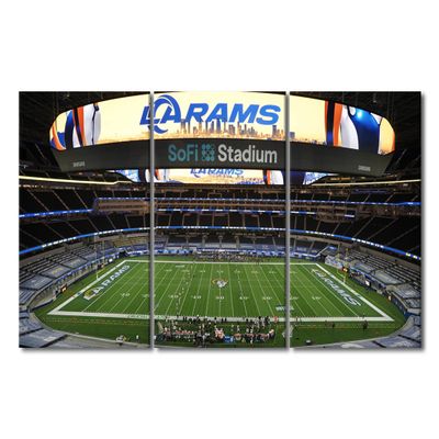 3 Panel California SoFi Stadium Wall Art Poster on Canvas Framed Art Sport Stadium Paintings Los Angeles Artwork Picture Giclee Print for Modern Classroom Home Decoration, 48" Wx24 H