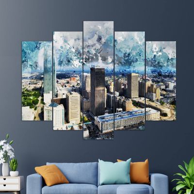 Abstract Oklahoma City Canvas Print, Oklahoma City Skyline, Oklahoma City Painting, Oklahoma City Wall Art