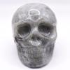 3.8" 590g Labradorite Hand Carved Human Skull Figurine Polished Natural Sparkling Feldspar Gemstone Crystal Mineral Decorative Specimen - Madagascar view 1