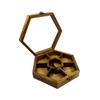 Ark Wood Art International Spice Box | Masala Box |Handmade Dry Fruit Container | Handcrafted with Indian Rosewood & 7 Non-Detachable Containers in Hexagonal Shape view 1