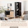 LOKO Tall Bathroom Floor Cabinet, Multifunctional Storage Cabinet with Doors, Narrow Slim Linen Tower for Bathroom, Living Room or Kitchen, 14.5 x 14.5 x 63 inches (Espresso) view 3
