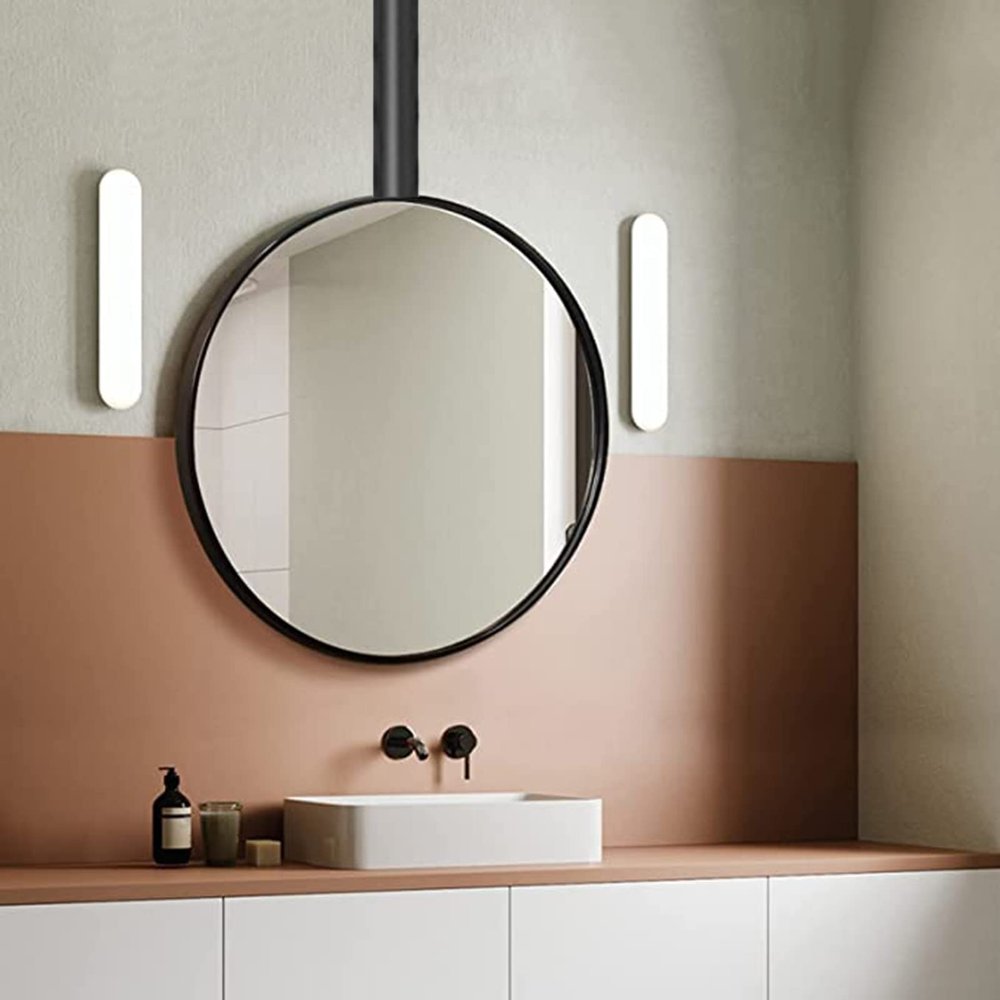 Large Round Mirror, Black Frame Makeup Shaving Hanging Mirrors Wall Mounted Circle Mirror for Living Room Bathroom EntrywayCustomizable Metal Boom Hanging Mirror (Size : Diameter-70CM/27.6INCH)