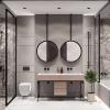 Large Round Mirror, Black Frame Makeup Shaving Hanging Mirrors Wall Mounted Circle Mirror for Living Room Bathroom EntrywayCustomizable Metal Boom Hanging Mirror (Size : Diameter-70CM/27.6INCH) view 4