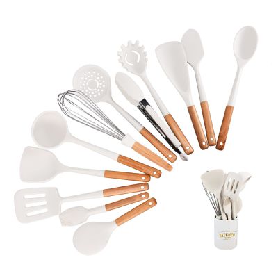 12Pcs Silicone Cooking Utensils Set with Holder, Kitchen Utensil Set for Nonstick Cookware, Silicone Cooking Set Holder, Kitchen Tools Kitchen Gadgets, Spatula, Tongs, Whisk,