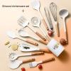 12Pcs Silicone Cooking Utensils Set with Holder, Kitchen Utensil Set for Nonstick Cookware, Silicone Cooking Set Holder, Kitchen Tools Kitchen Gadgets, Spatula, Tongs, Whisk, view 4