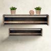 DQ DQ Home Dcor Wood Floating Wall Shelves Set of 2, Wall Shelves Organizer for Bedrooms, Hallways, Stairways, Entryways, Kitchens, and Bathrooms (Distressed Gray) view 1