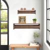 DQ DQ Home Dcor Wood Floating Wall Shelves Set of 2, Wall Shelves Organizer for Bedrooms, Hallways, Stairways, Entryways, Kitchens, and Bathrooms (Dark Stain) view 3
