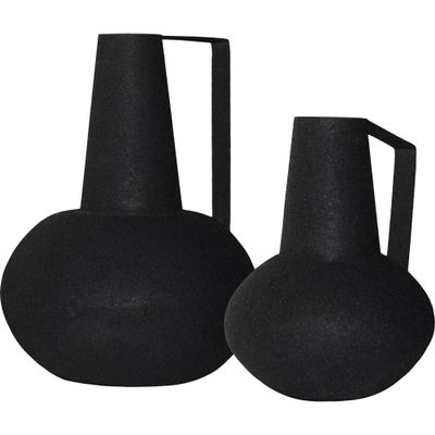 Set of 2 Matte Black Architectural Angle Vases 10"