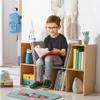 HOMCOM 6-Cubby Kids Bookcase with Reading Nook and Cushion, Multi-Purpose Storage Organizer for Bedroom, Living Room, Natural view 2