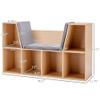 HOMCOM 6-Cubby Kids Bookcase with Reading Nook and Cushion, Multi-Purpose Storage Organizer for Bedroom, Living Room, Natural view 3