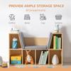 HOMCOM 6-Cubby Kids Bookcase with Reading Nook and Cushion, Multi-Purpose Storage Organizer for Bedroom, Living Room, Natural view 4