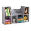 HOMCOM 6-Cubby Kids Bookcase with Reading Nook and Cushion, Multi-Purpose Storage Organizer for Bedroom, Living Room, Grey view 1