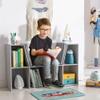 HOMCOM 6-Cubby Kids Bookcase with Reading Nook and Cushion, Multi-Purpose Storage Organizer for Bedroom, Living Room, Grey view 2