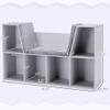 HOMCOM 6-Cubby Kids Bookcase with Reading Nook and Cushion, Multi-Purpose Storage Organizer for Bedroom, Living Room, Grey view 3