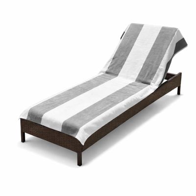 Superior Cabana Cotton Lounge Chair Cover, Outdoor Towel/Chaise Furniture Covers, Terry Cloth, Beach, Spa, Swim Accessories, Pool Chair Cover, Soft, Quick Drying, 32" x 102", Light Grey