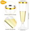 CHENGU 200 Pack Plastic Champagne Flutes, 5 oz Disposable Shatterproof Champagne Glasses Toasting Wine Glasses Cocktail Cups for Wedding, Parties, New Year's Eve for Celebration(Gold) view 2