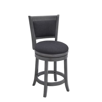 Ball & Cast Upholstered Swivel Counter Stools Kitchen Bar Stools 24" Seat Height Wooden Frame Stool Chair,Dark Grey (HSA-1102D-1)