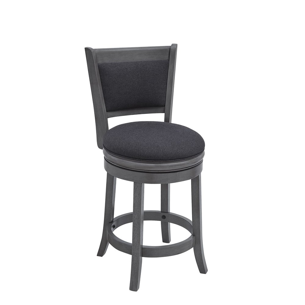 Ball & Cast Upholstered Swivel Counter Stools Kitchen Bar Stools 24" Seat Height Wooden Frame Stool Chair,Dark Grey (HSA-1102D-1)