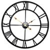 20 inch Large Home Decor Wall Clock for Living Room Non Ticking Iron Art Clocks Roman Numeral,Retro Distressed Metal,Oversized (Black, 20 Inch) view 1