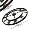 20 inch Large Home Decor Wall Clock for Living Room Non Ticking Iron Art Clocks Roman Numeral,Retro Distressed Metal,Oversized (Black, 20 Inch) view 2