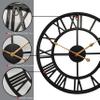 20 inch Large Home Decor Wall Clock for Living Room Non Ticking Iron Art Clocks Roman Numeral,Retro Distressed Metal,Oversized (Black, 20 Inch) view 3