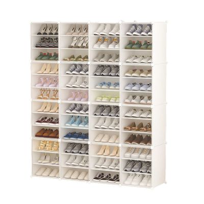 LOYALHEARTDY 4 * 12 Grid Stackable Storage Shoes Box Foldable Boots Containers Clear Plastic Storage Shoe Drawers Large Shoe Container Shoe Storage Box For Sneaker Display (Large)