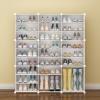 LOYALHEARTDY 4 * 12 Grid Stackable Storage Shoes Box Foldable Boots Containers Clear Plastic Storage Shoe Drawers Large Shoe Container Shoe Storage Box For Sneaker Display (Large) view 2