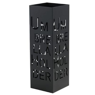 Umbrella Stand Metal Umbrella Storage Bucket with Two Hooks, Multi-Functional Openwork Design Umbrella Holder, for Canes Walking Sticks Umbrellas (Color : Black)