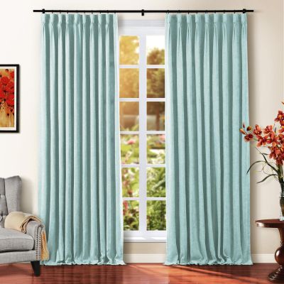 TWOPAGES Dusty Aqua Lined Goblet Drapes for Bedroom, Soft Chenille Window Treatment Curtains Panels Privacy Light Filtering Room Darkening Curtains (Set of 2, 52" Wide by 84" Long)