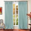 TWOPAGES Dusty Aqua Lined Goblet Drapes for Bedroom, Soft Chenille Window Treatment Curtains Panels Privacy Light Filtering Room Darkening Curtains (Set of 2, 52" Wide by 84" Long) view 1