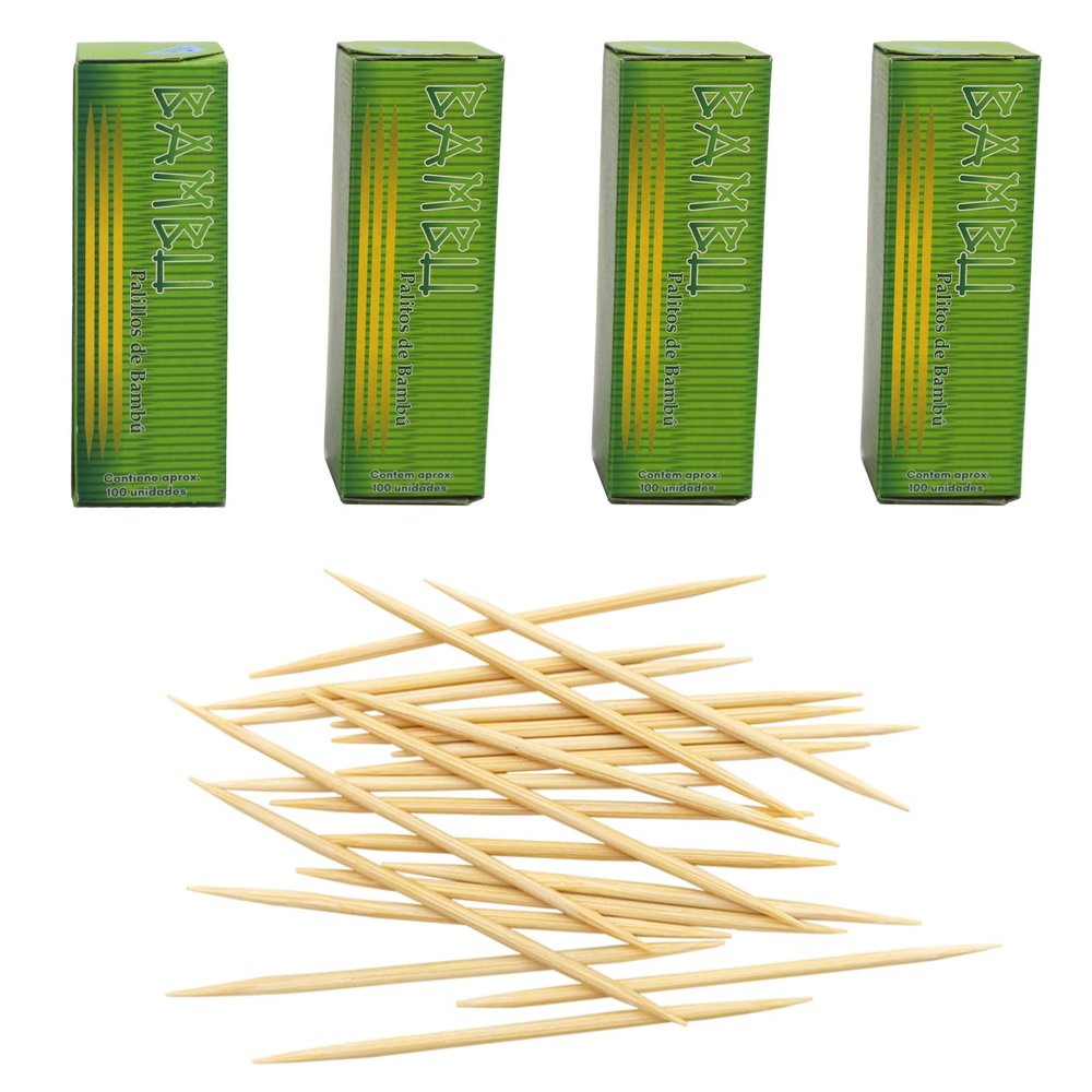 BLUE TOP Bamboo Toothpick 2000pcs Packed by 20 boxes Round Sturdy Double-Side Point BambooToothpick for Teeth Food Pick for Appetizer Fruit Olive Cheeze and DIY Small box Easy to be carried saved