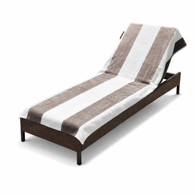 Superior Cabana Cotton Lounge Chair Cover, Outdoor Towel/Chaise Furniture Covers, Terry Cloth, Beach, Spa, Swim Accessories, Pool Chair Cover, Soft, Quick Drying, 32" x 102", Taupe