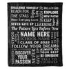 2024 Customized Name Graduation Blanket, Never Give Up Learning, Amazing Gesture for The One Who is Achieving Success and Getting Graduated, Proudly Printed in USA Fleece or Sherpa Blanket view 1