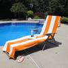 Superior Cabana Cotton Lounge Chair Cover, Outdoor Towel/Chaise Furniture Covers, Terry Cloth, Beach, Spa, Swim Accessories, Pool Chair Cover, Soft, Quick Drying, 32" x 102", Orange view 2