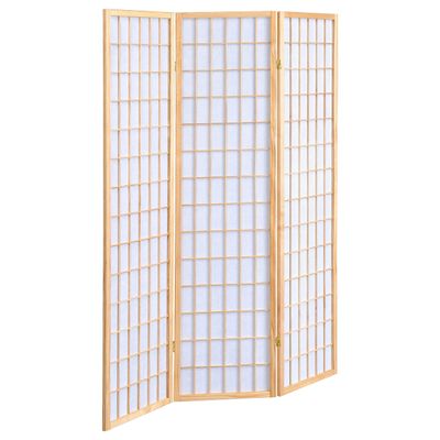 Bowery Hill Traditional 3-Panel Room Divider Screen, Natural Wood Frame, White Rice Paper Inlay, 70.25" H x 52" W, Lightweight Folding Design, Ideal for Living Room, Bedroom, Workspace Divider