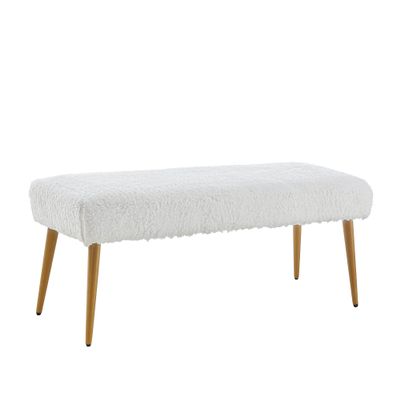 Ball & Cast Upholstered Bench, 44" W, White