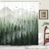 Accnicc Misty Forest Shower Curtain Nature Mountain Pine Tree Woodland Shower Curtains for Bathroom Ombre Sage Green White Waterproof Fabric Modern Bath Curtain Decor 7272 Inches view 1