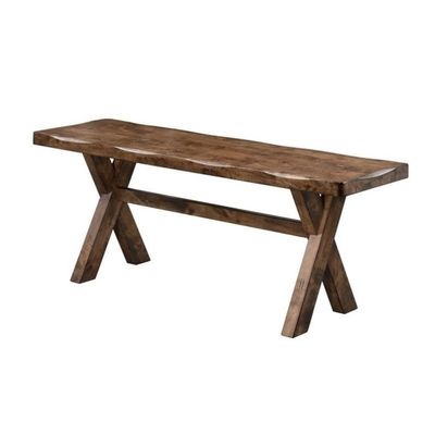 BOWERY HILL Contemporary Trestle Dining Bench in Knotty Nutmeg