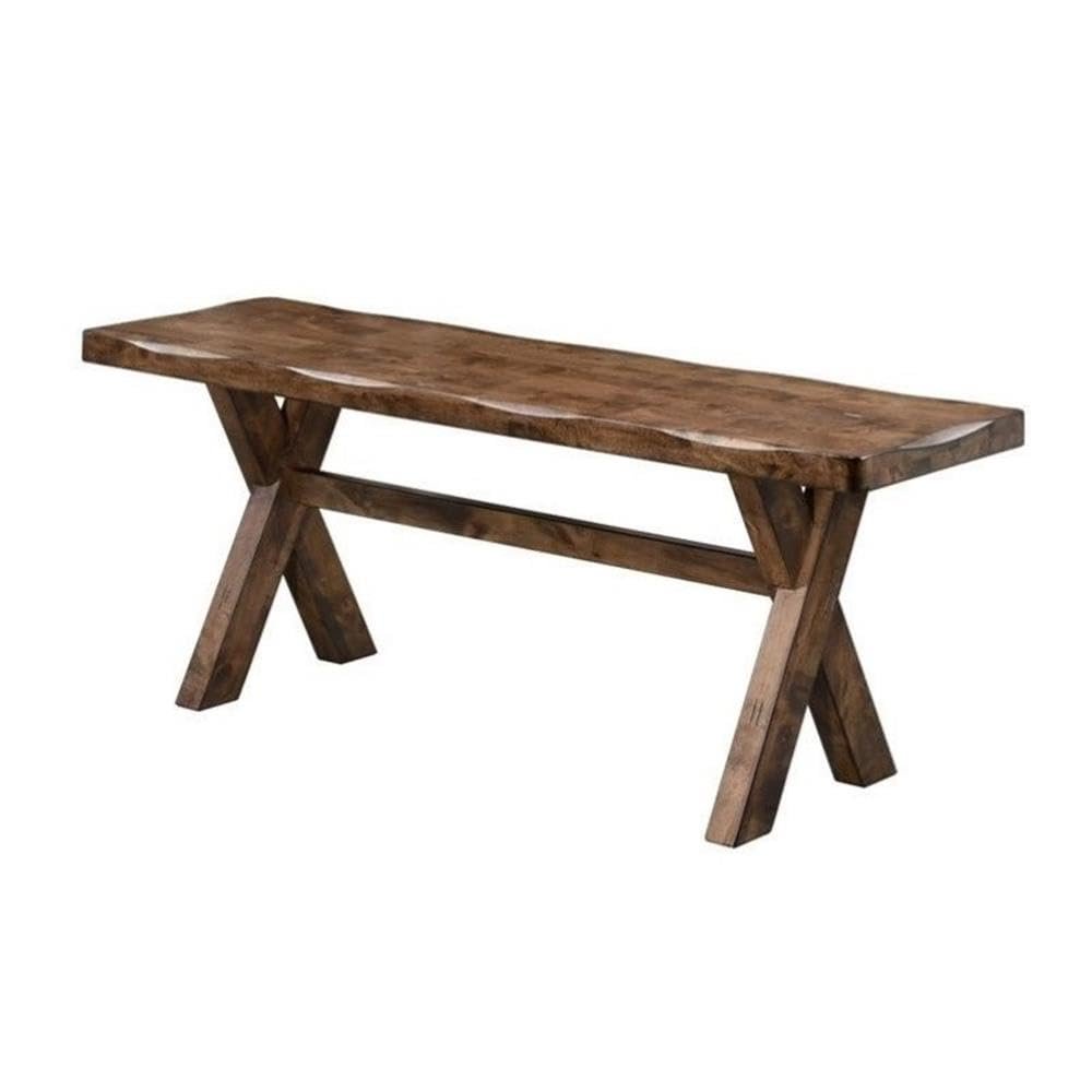 BOWERY HILL Contemporary Trestle Dining Bench in Knotty Nutmeg